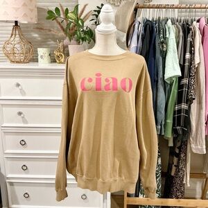Lulu Simon Studio | Tan and Pink Ciao Oversize Sweatshirt size XL